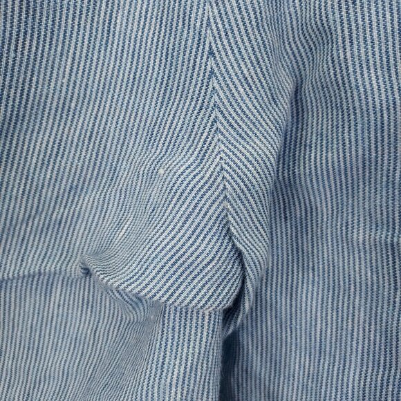 J Jill Love Linen Pants Women's L Blue Stripe Wide Leg Crop Pockets Pull-on 100% - Picture 6 of 13